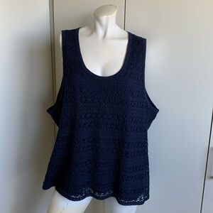 J.Crew 3XL lace overlay navy blue scoop neck tank top